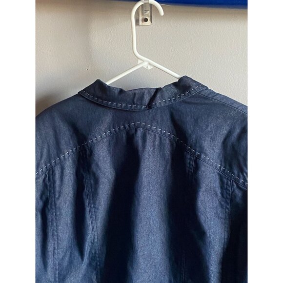 I.E. Woman Denim Blazer/Jacket-Dark Wash-3 Button Closure-Blue-22W-GUC - Picture 8 of 10